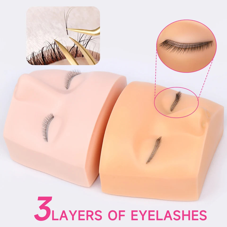 Eyelash Extension Training Kit for Beginners Practice Model Head Mannequin Eye Pads Tweezers Brushes Makeup Set Practice Eyelash