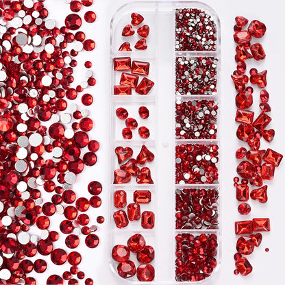Nail Art Rhinestones Kit 2400pcs Nail Gems Ab Flatback Rhinestones Gems Stones with Storage Organizer for Design Bright Holiday