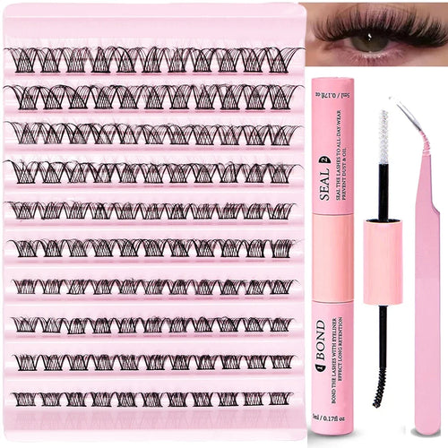 DIY Eyelash Extension Kit 110pcs Individual Lashes Cluster 30D40D 8-16mm Mix Lash Clusters Bond and Seal and Lash Applicator