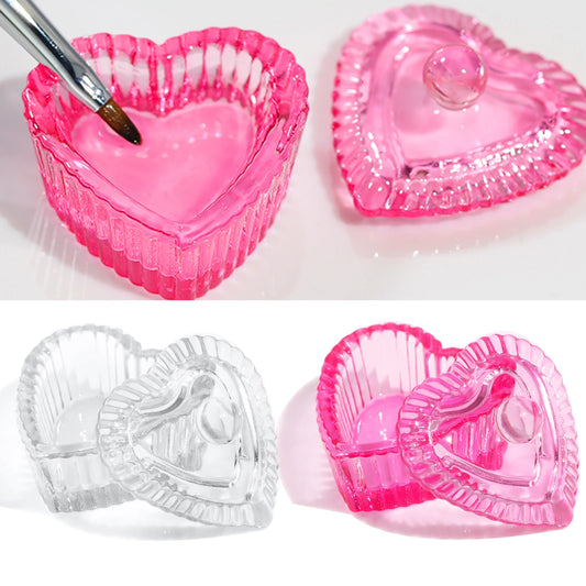 Pink Crystal Dappen Dish – Heart Shape Acrylic Liquid Holder