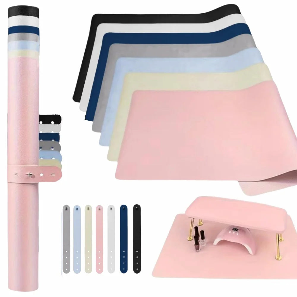 Nail Art Table Mat – Foldable Leather Desk Mat with Armrest