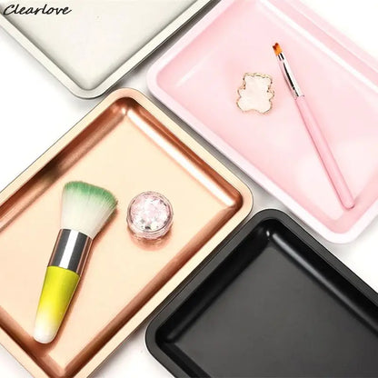 Nail Tray Stainless Steel Cosmetic Storage Tray Nail Art Nail Polish Storage Multicolor Nail Art Desktop False Nails Dish Tools