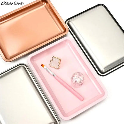 Nail Tray Stainless Steel Cosmetic Storage Tray Nail Art Nail Polish Storage Multicolor Nail Art Desktop False Nails Dish Tools
