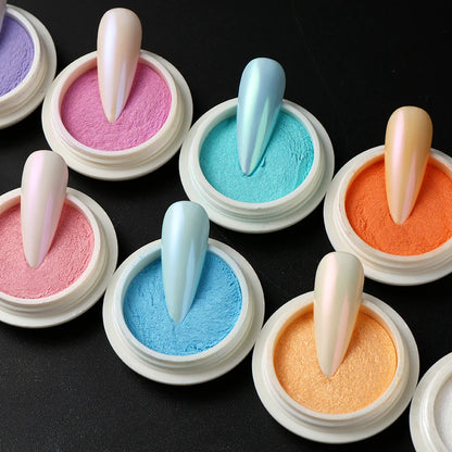 Pearlescent Chrome Nail Powder – 10-Box Aurora Glitter Set