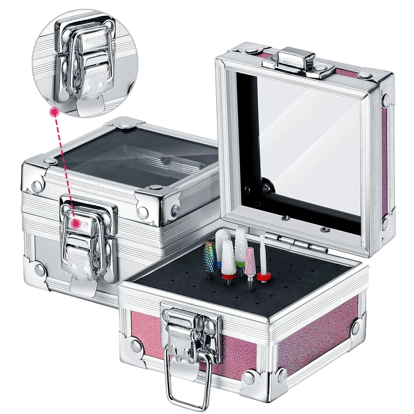 1pc Professional Nail Drill Bit Holder with 25 Holes - Aluminum Display Storage Box Container for Acrylic Nail Art Tools