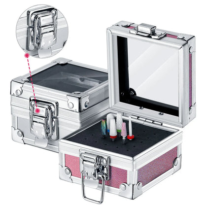1pc Professional Nail Drill Bit Holder with 25 Holes - Aluminum Display Storage Box Container for Acrylic Nail Art Tools