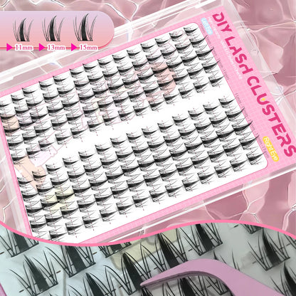 140 Cluster Korean-Style False Lash Extension Kit – Perfect for Cosplay Makeup & Natural Long Wispy Cat Eyes!