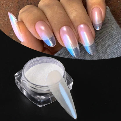 Pearl White Nail Powder – Aurora Chrome Pigment