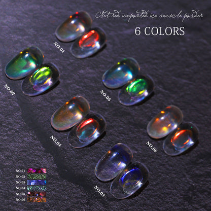 Nail Glitter Aurora Ice Transparent Laser Magic Aurora Rainbow Mirror  Gel Pigment Powder Chrome Nai Charm  Art Decoration Tools