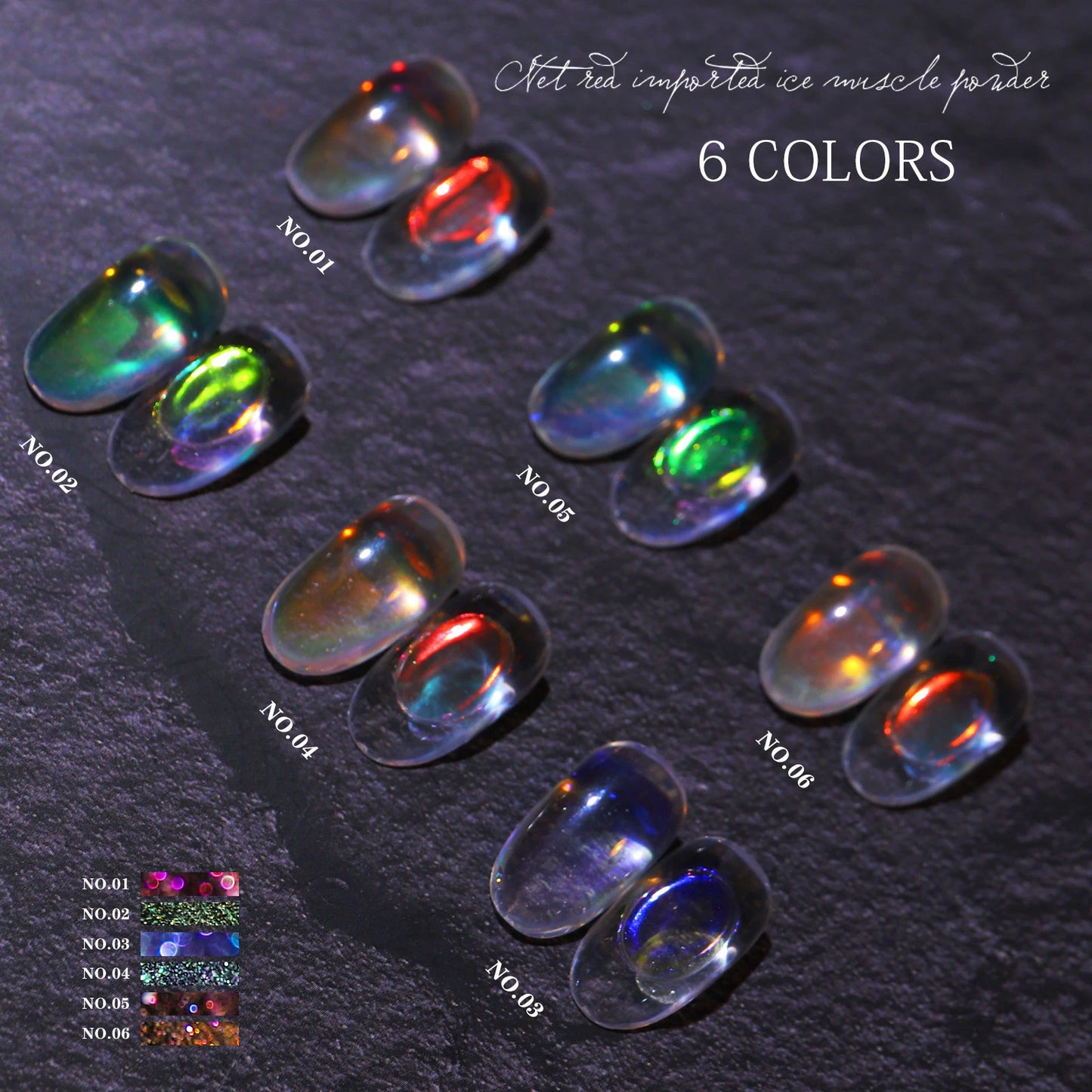 Aurora Rainbow Mirror Nail Glitter – Chrome Gel Pigment Powder