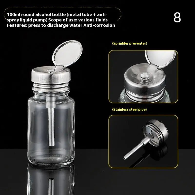 Nail Storage Refillable Glass Bottles Empty Liquid Press Pump Dispenser Nail Art Polish Remover Cleaner Makeup Manicure Tools