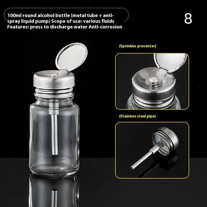 Nail Storage Refillable Glass Bottles Empty Liquid Press Pump Dispenser Nail Art Polish Remover Cleaner Makeup Manicure Tools
