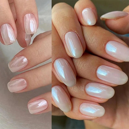 Moonlight Pearl White Nail Powder – Aurora Shell Mirror Chrome Pigment for Manicure