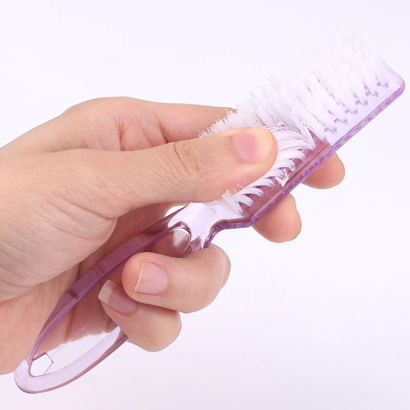4Pcs Transparent Nail Brush Cleaning Brushes Plastic Handle Grip Multifunctional Brush Cleaner Scrubbing Pedicure For Manicure