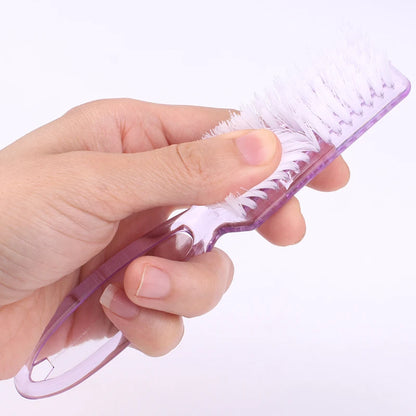 4Pcs Transparent Nail Brush Cleaning Brushes Plastic Handle Grip Multifunctional Brush Cleaner Scrubbing Pedicure For Manicure