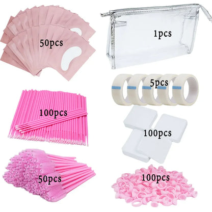 Eyelash Extension Kit: Strip Lashes, Under Eye Patches, Micro Applicator Brush, Adhesive Holder | All-in-One Professional Tools