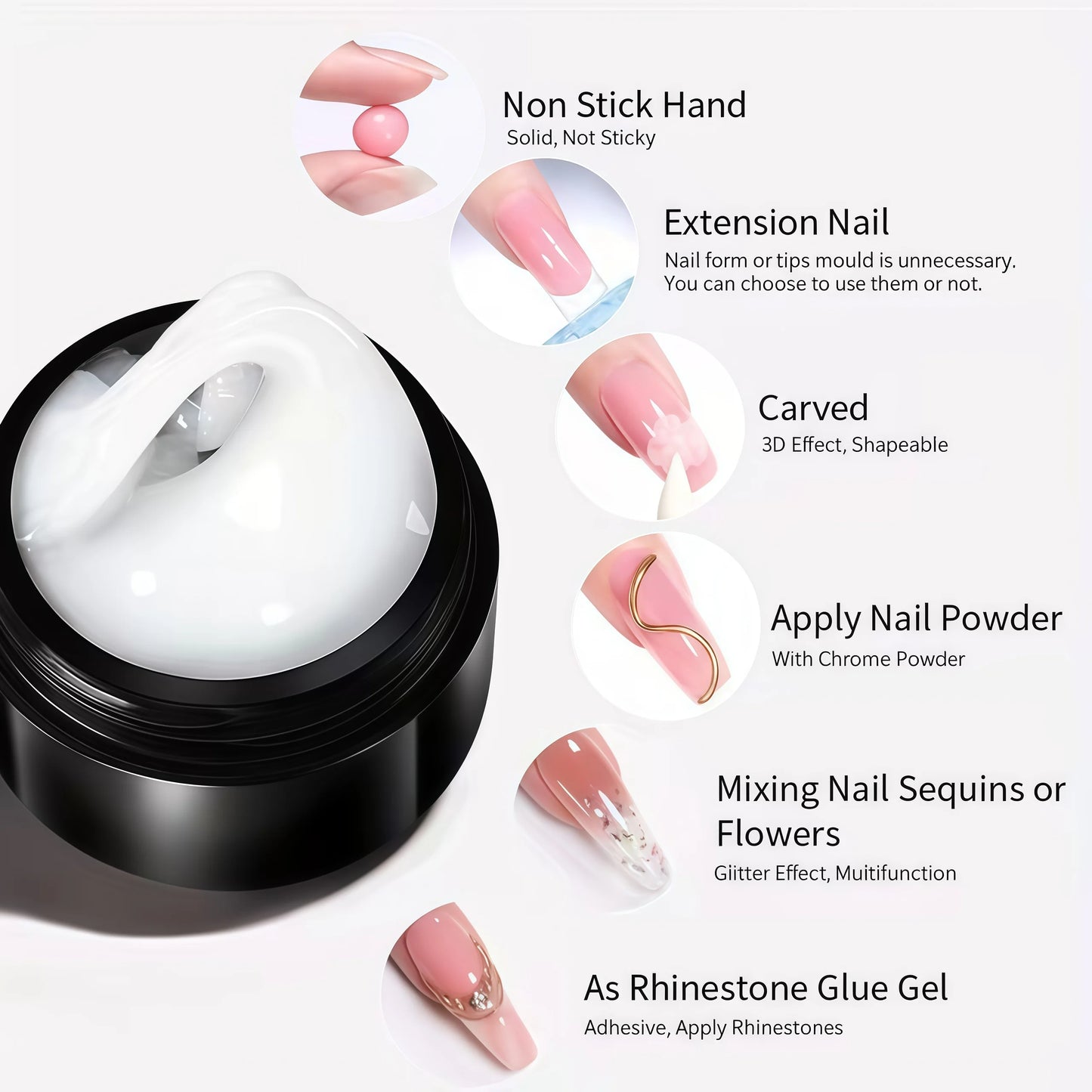 3D Nail Gel – Hard Non-Sticky Overlay for Shapes & Bows