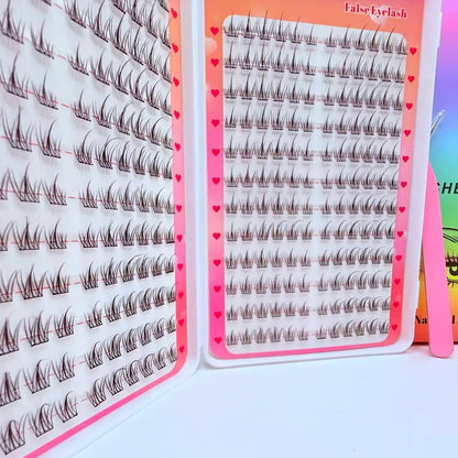 Hot Selling No Glue Individual Eyelash Extensions Kit 288 Clusters 24 Rows False Eyelash with Tweezers for Daily Makeup Party