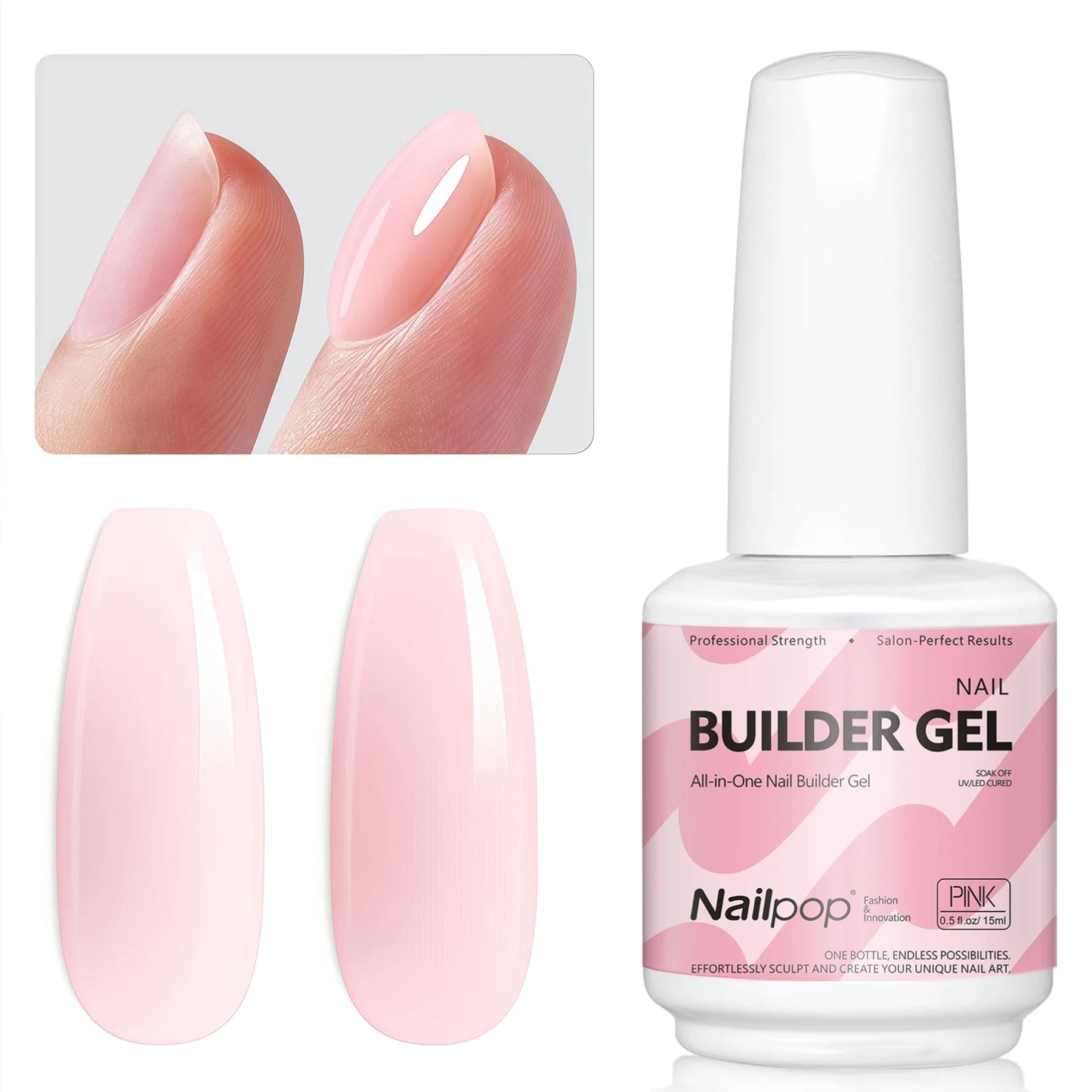 Builder Nail Gel – 4 Colors Base Coat & Extension Gel 15ml