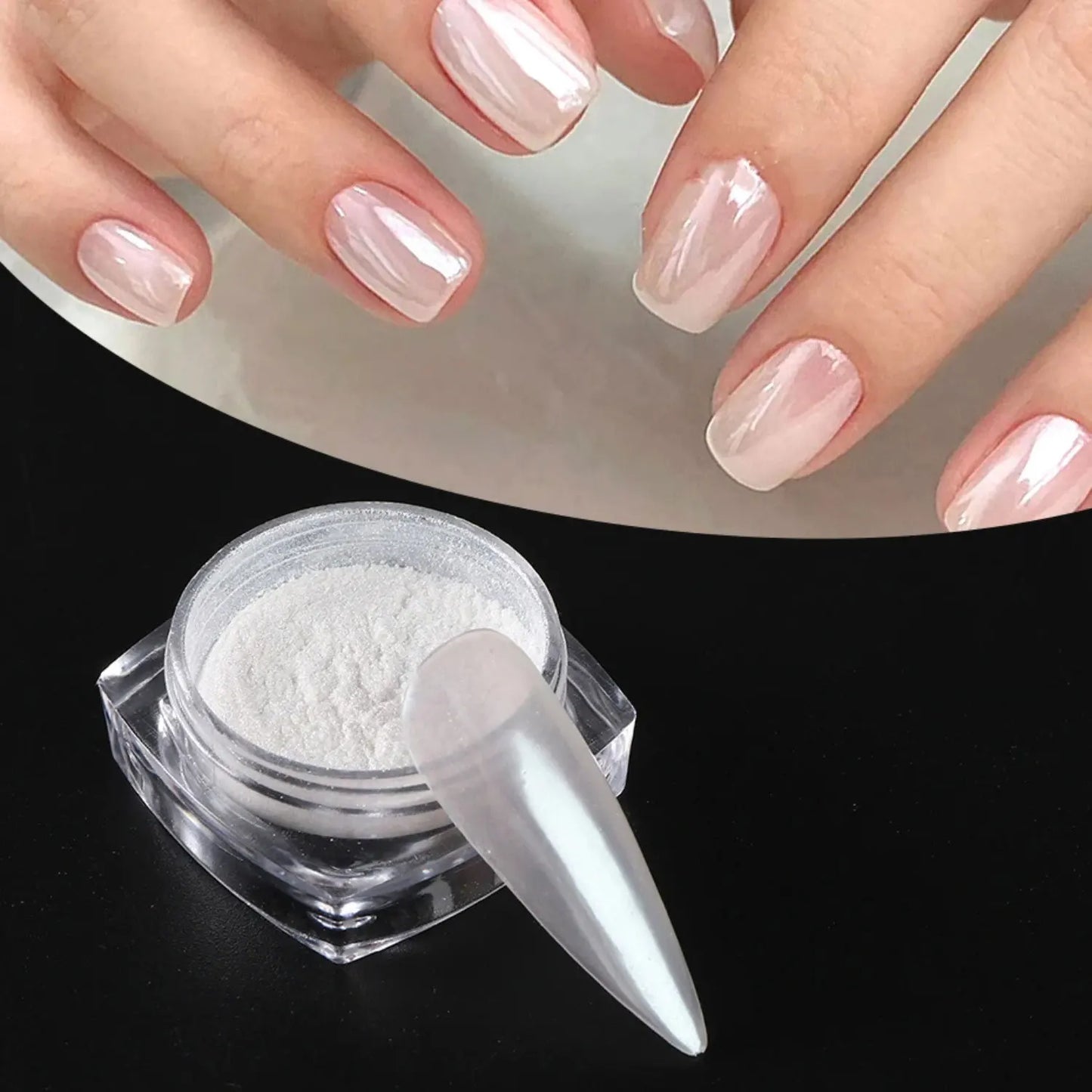 Pearl White Nail Powder – Aurora Chrome Pigment