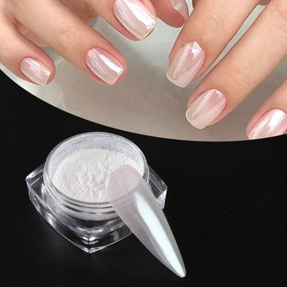 Pearl White Nail Powder – Aurora Chrome Pigment