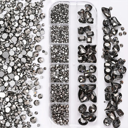 Nail Art Rhinestones Kit 2400pcs Nail Gems Ab Flatback Rhinestones Gems Stones with Storage Organizer for Design Bright Holiday