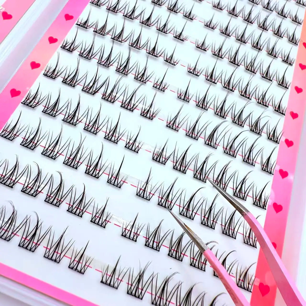 Hot Selling No Glue Individual Eyelash Extensions Kit 288 Clusters 24 Rows False Eyelash with Tweezers for Daily Makeup Party