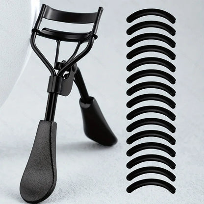 Portable Eyelash Curler with 15 Silicone Pads and Stainless Steel Eyelash Curler, Used for Eyelash Extensions and Curling Tools