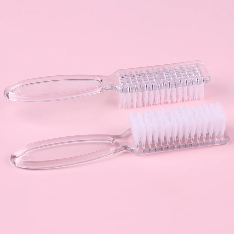 4Pcs Transparent Nail Brush Cleaning Brushes Plastic Handle Grip Multifunctional Brush Cleaner Scrubbing Pedicure For Manicure