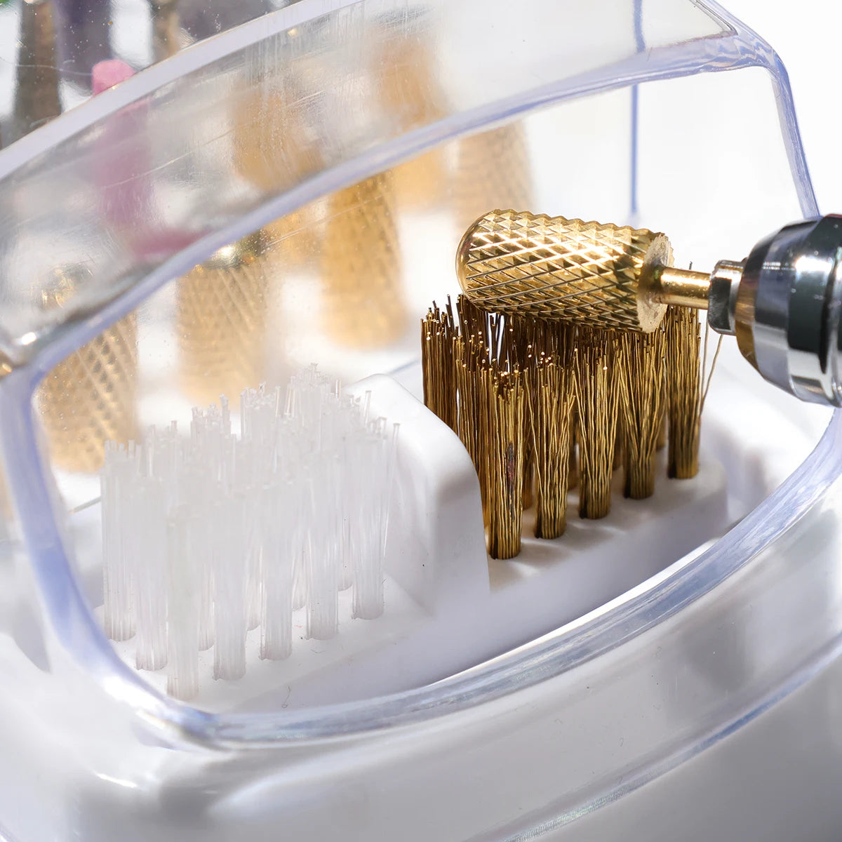 2IN1 Nail Art Drill Storage Box 7/30 Holes Manicure Head Bit Nail Polish Grinding Drill Bits Dust Display Cleaning Storage Box