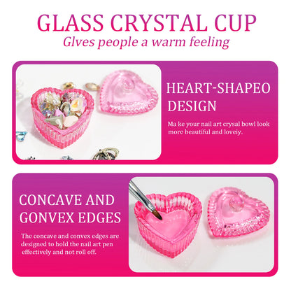 Pink Crystal Dappen Dish – Heart Shape Acrylic Liquid Holder