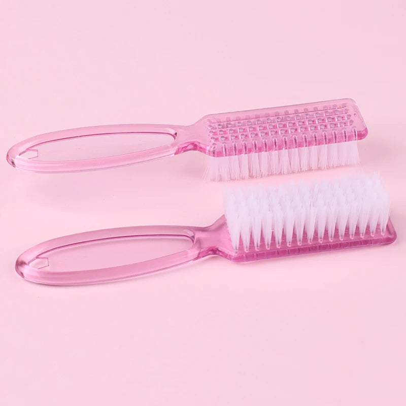 4Pcs Transparent Nail Brush Cleaning Brushes Plastic Handle Grip Multifunctional Brush Cleaner Scrubbing Pedicure For Manicure