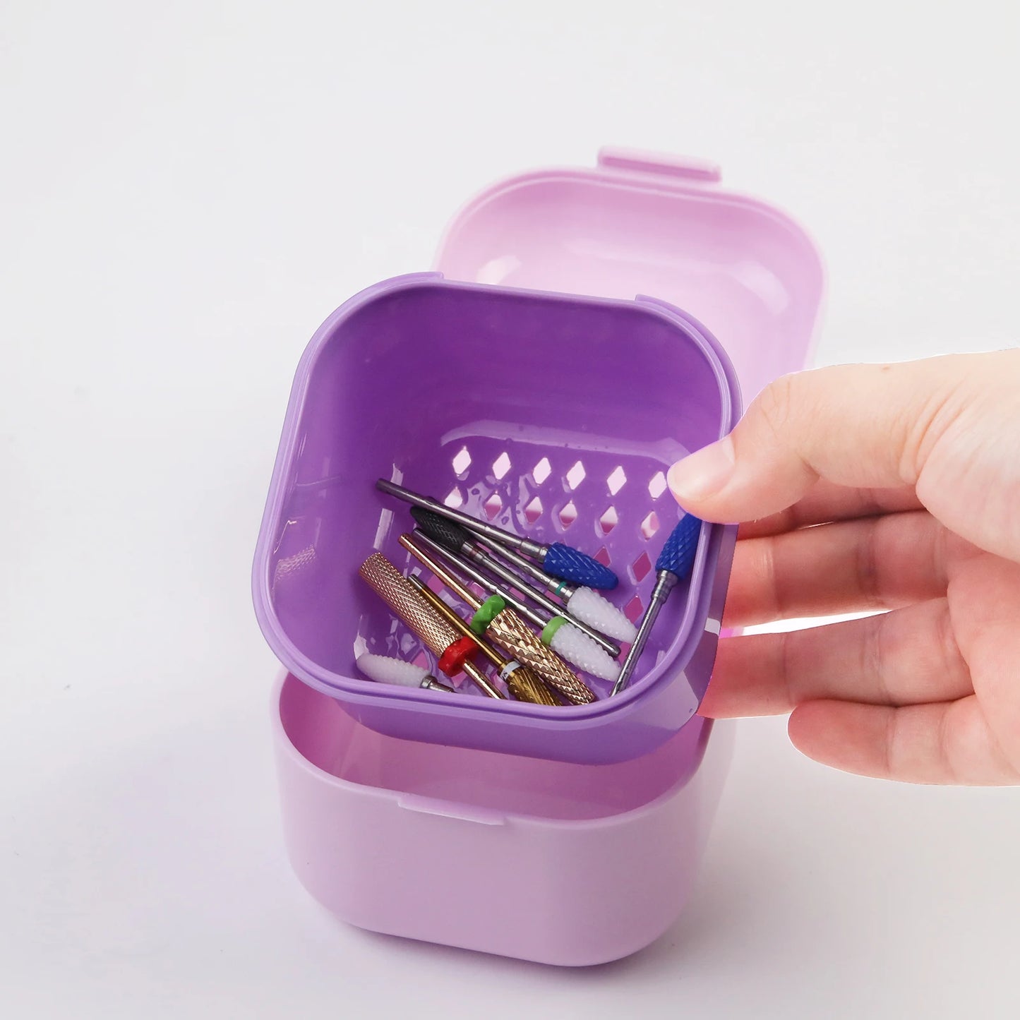 1pc Nail Drill Bit Storage & Disinfection Box, Nail Accessory Preservation, Display, Disinfection, Cleaning Empty Box