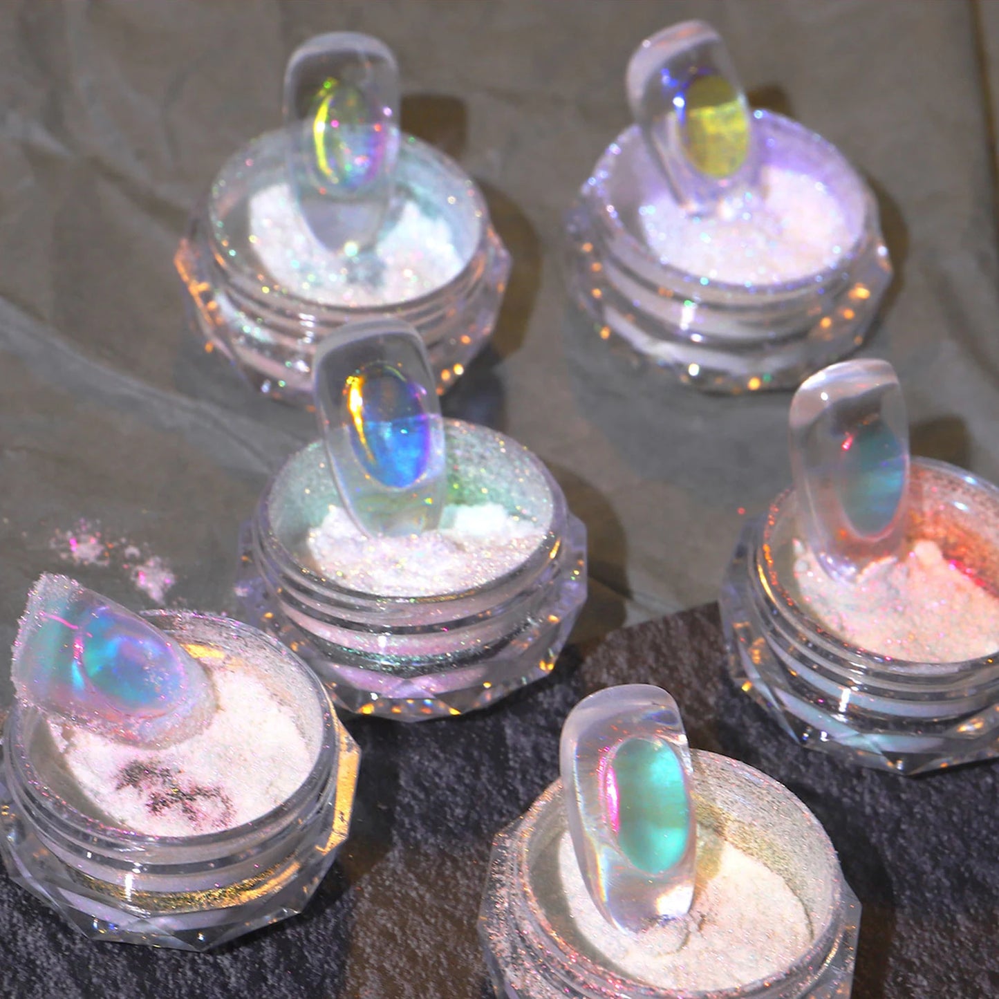Aurora Rainbow Mirror Nail Glitter – Chrome Gel Pigment Powder