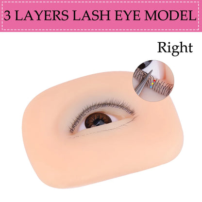 Eyelash Extension Training Kit for Beginners Practice Model Head Mannequin Eye Pads Tweezers Brushes Makeup Set Practice Eyelash