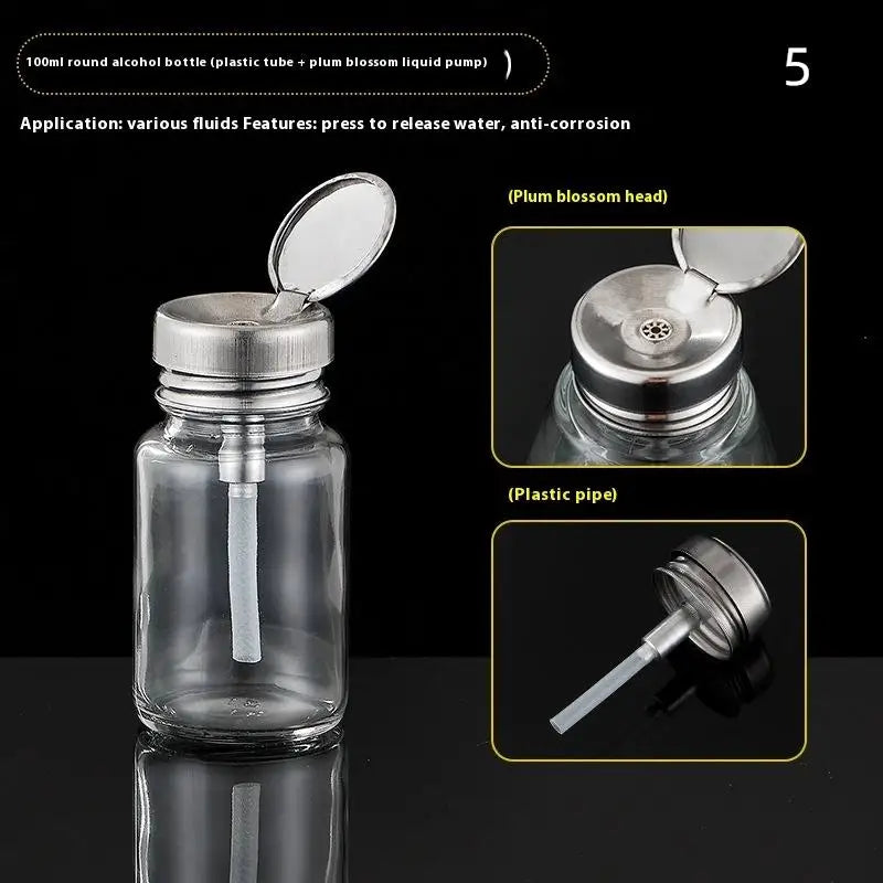 Nail Storage Refillable Glass Bottles Empty Liquid Press Pump Dispenser Nail Art Polish Remover Cleaner Makeup Manicure Tools