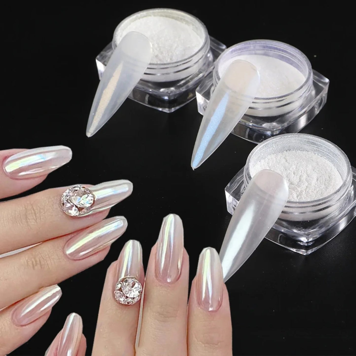 Pearl White Nail Powder – Aurora Chrome Pigment