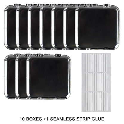 10PCS Press-On Nail Storage Acrylic Boxes with Adhesive Sheets Transparent Clear Nail Boxes Jewelry Storage Tool&Accessories