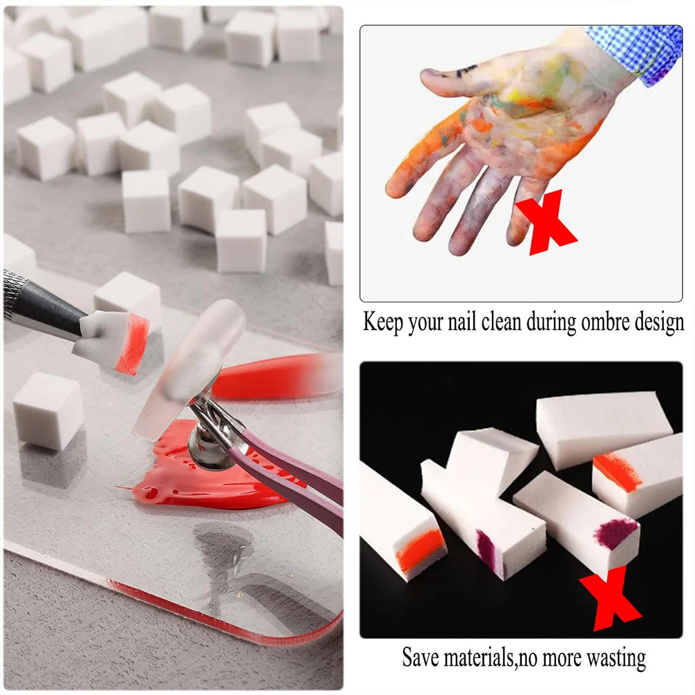 Nail Gradient Sponge Set with Grab Pen & Clip – Manicure Color Blending Tool