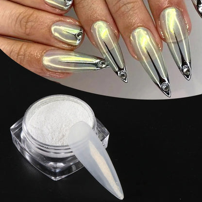 Pearl White Nail Powder – Aurora Chrome Pigment