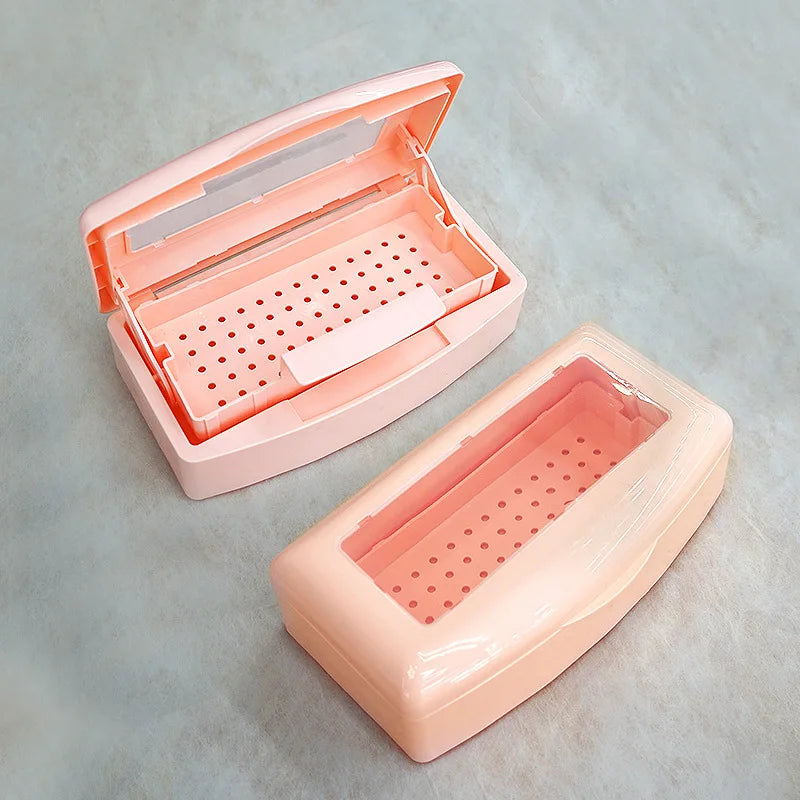 Nail Art Tool Sterilizer Tray, Clean Sterilizing Box Storage Organizer for Tweezers, Cuticle Nipper, Nail Implement Manicure Equ