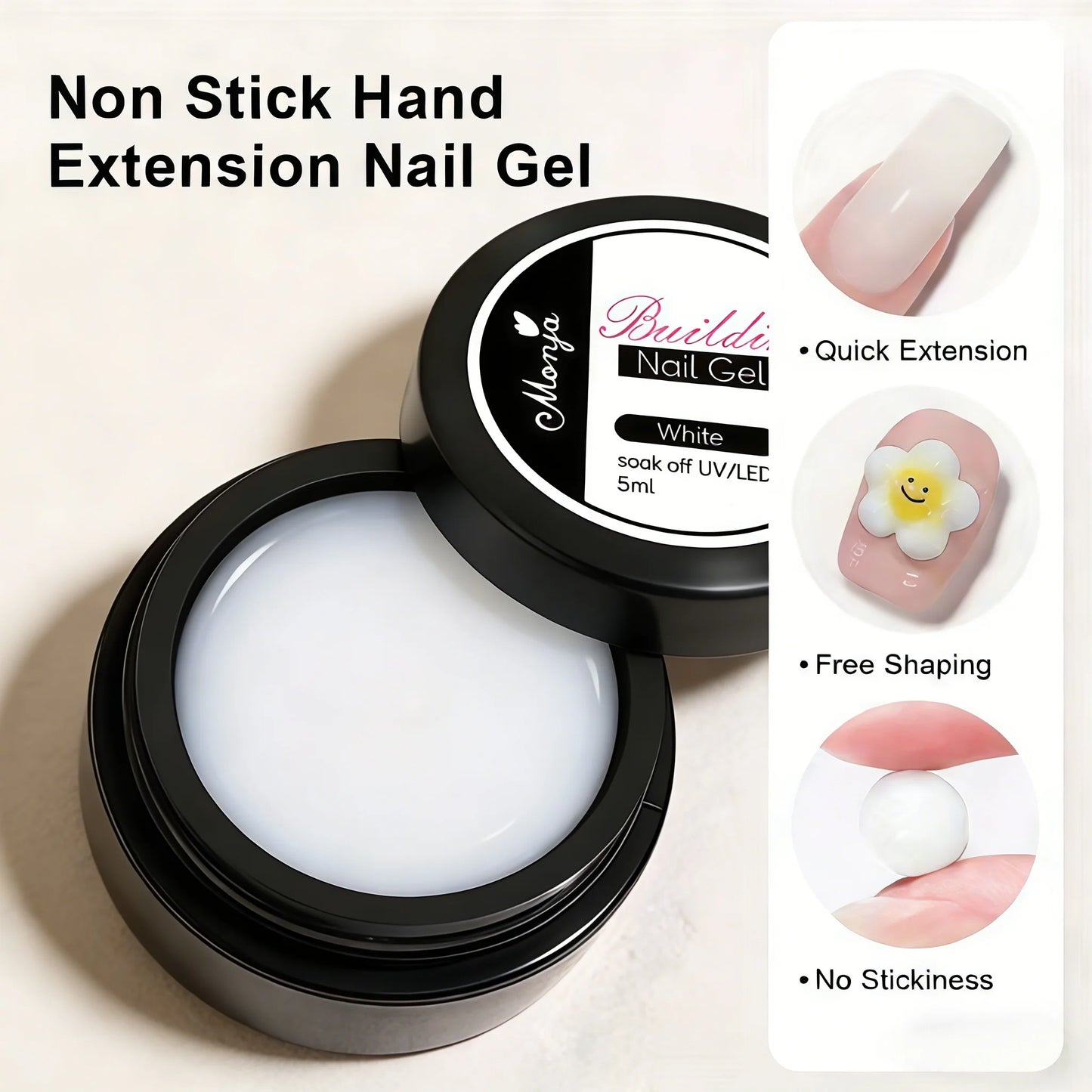 3D Nail Gel – Hard Non-Sticky Overlay for Shapes & Bows