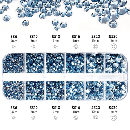 Nail Art Rhinestones Kit 2400pcs Nail Gems Ab Flatback Rhinestones Gems Stones with Storage Organizer for Design Bright Holiday