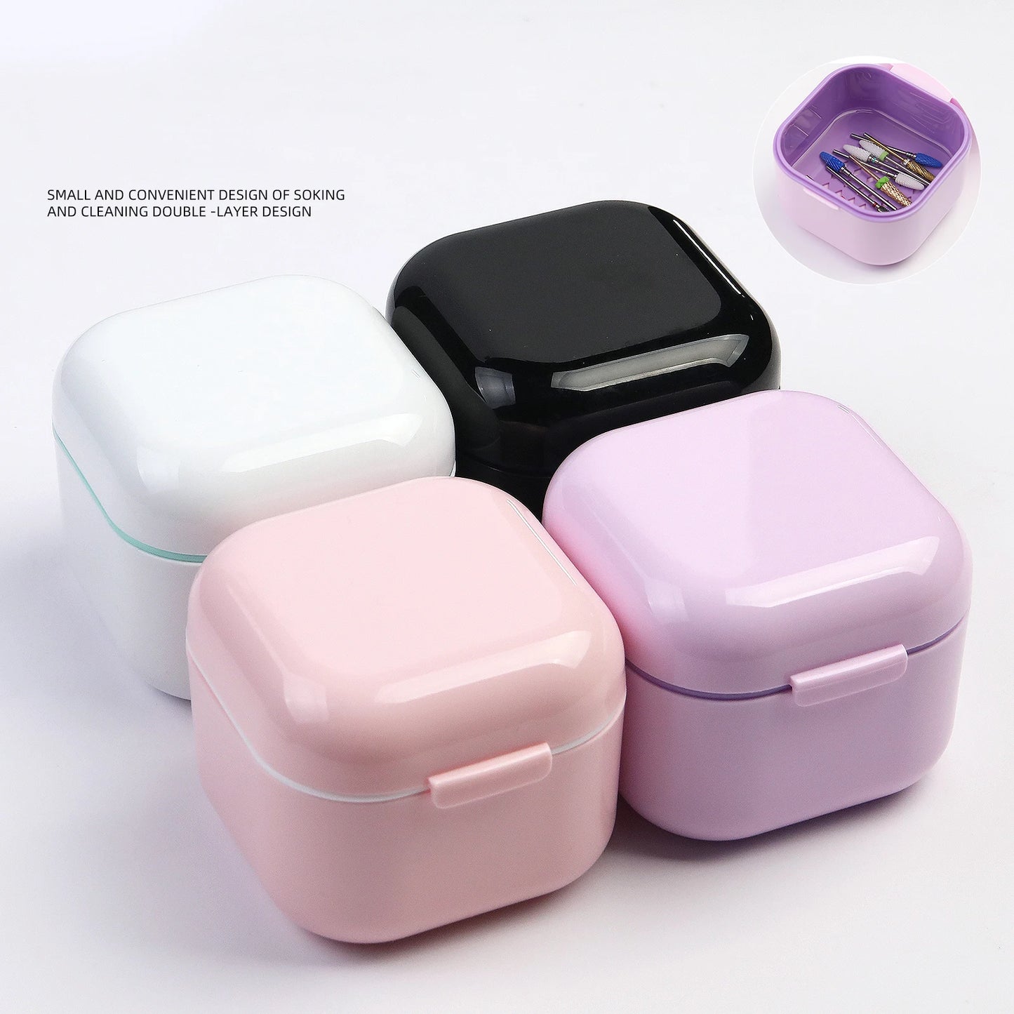 1pc Nail Drill Bit Storage & Disinfection Box, Nail Accessory Preservation, Display, Disinfection, Cleaning Empty Box