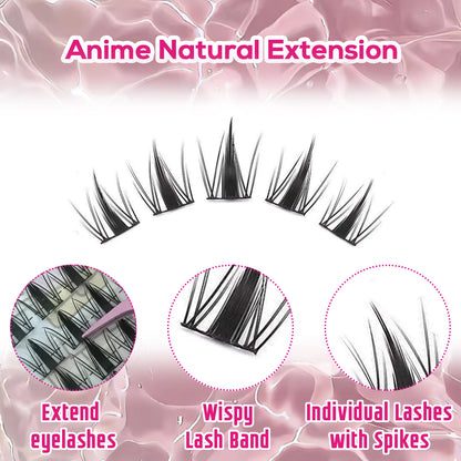 140 Cluster Korean-Style False Lash Extension Kit – Perfect for Cosplay Makeup & Natural Long Wispy Cat Eyes!