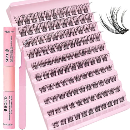 DIY Eyelash Extension Kit 110pcs Individual Lashes Cluster 30D40D 8-16mm Mix Lash Clusters Bond and Seal and Lash Applicator
