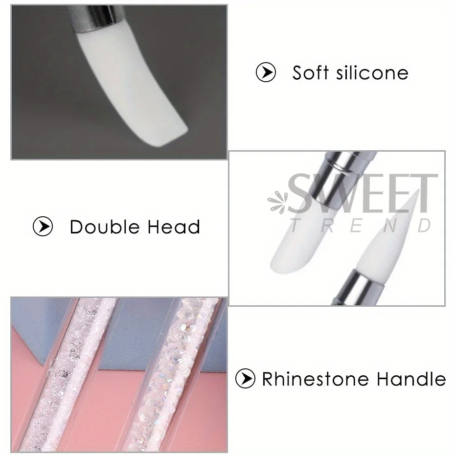 Double Head Silicone Nail Art Pen – Carving & Dotting Tool for Professional Manicure