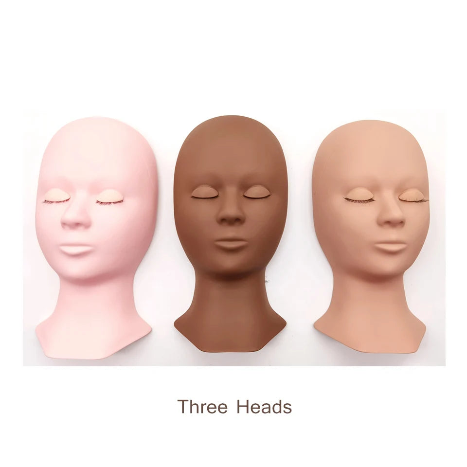Mannequin Head For Eyelash Extension Training kit With Removable Eyelids Silicone Cosmetic Model Heads Makeup Tools Gel Material