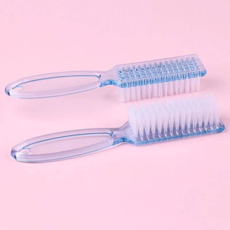 4Pcs Transparent Nail Brush Cleaning Brushes Plastic Handle Grip Multifunctional Brush Cleaner Scrubbing Pedicure For Manicure
