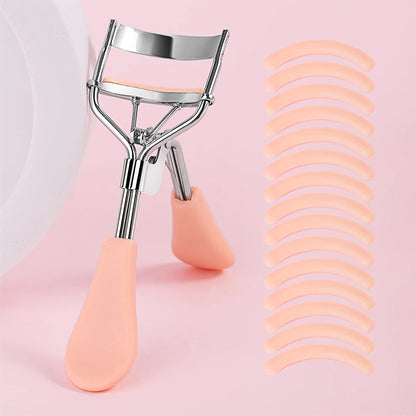Portable Eyelash Curler with 15 Silicone Pads and Stainless Steel Eyelash Curler, Used for Eyelash Extensions and Curling Tools